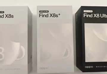 Boxafbeeldingen van de Oppo Find X8s, ...