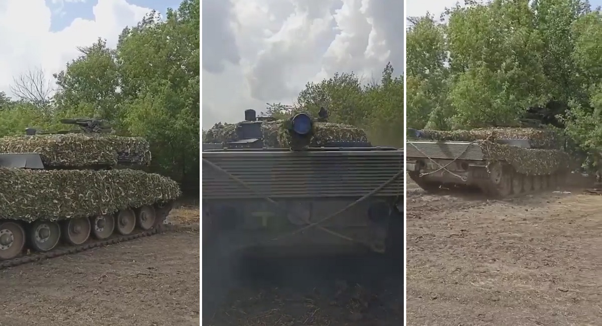 De Oekraïense strijdkrachten hebben voor het eerst de Duitse Leopard 2A4 tank met Barracuda MCS-camouflagesysteem getoond. De Oekraïense strijdkrachten hebben voor het eerst de Duitse Leopard 2A4 tank met Barracuda MCS-camouflagesysteem getoond.