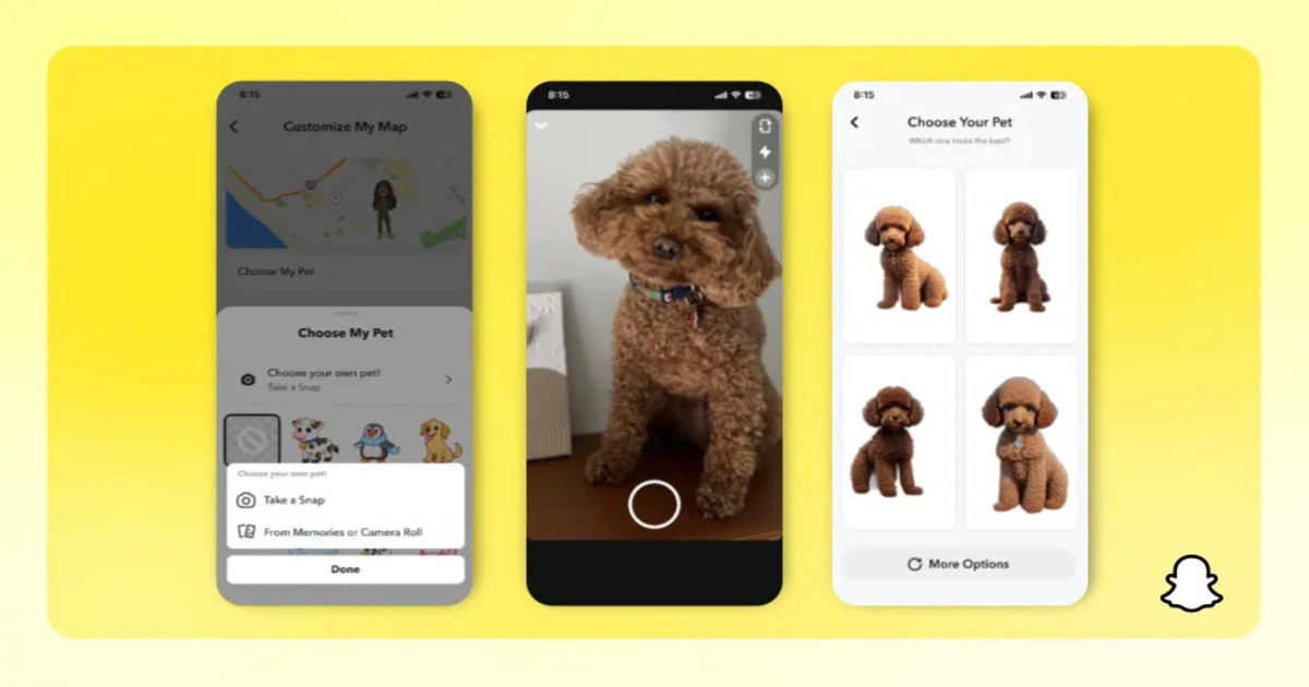 Nieuwe Snapchat-functie: AI Bitmoji toont je huisdier Nieuwe Snapchat-functie: AI Bitmoji toont je huisdier
