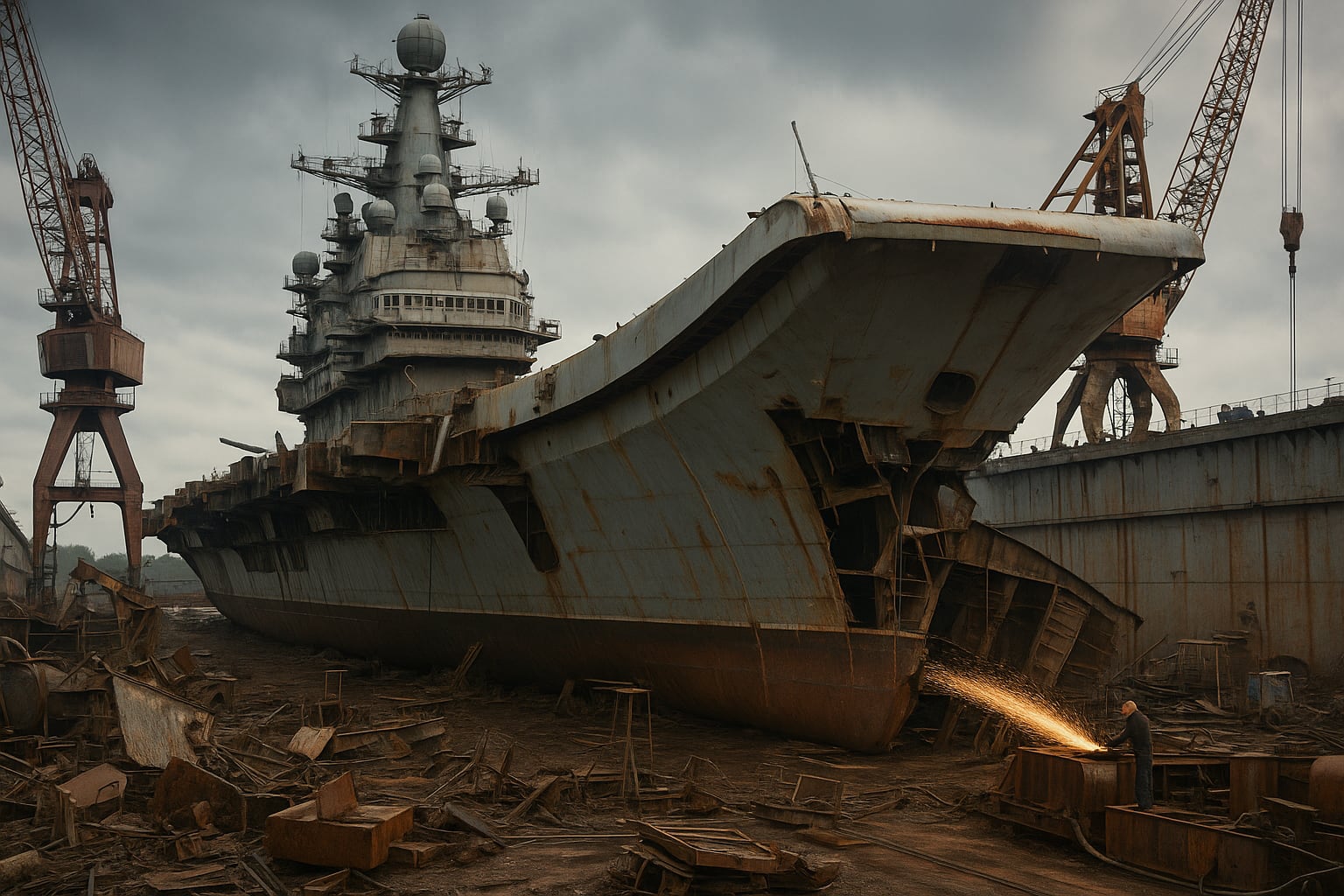Admiral Kuznetsov kan naar de schroot: Rusland stopt met de reparatie van zijn enige vliegdekschipkruiser Admiral Kuznetsov kan naar de schroot: Rusland stopt met de reparatie van zijn enige vliegdekschipkruiser