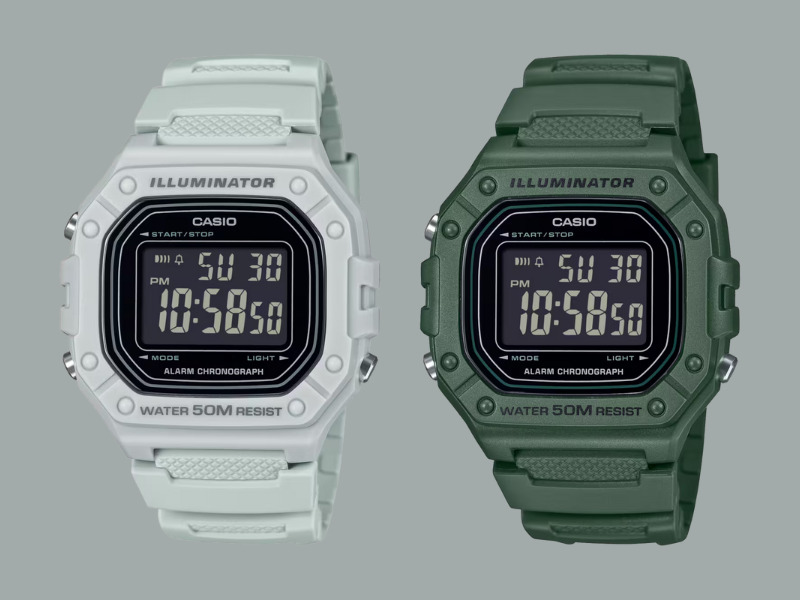 Geek vondst: Casio W-218H komt met achtergrondverlichting en waterbestendigheid Nieuwe Casio W-218H-modellen: verlichting in sectie met waterbescherming