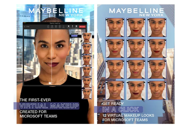 Microsoft heeft Maybelline 'make-up' filters met kunstmatige intelligentie toegevoegd aan Teams
