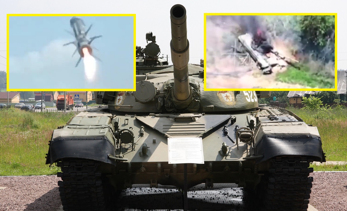 Oekraïense verdedigingstroepen hebben op spectaculaire wijze een Russische T-72A tank vernietigd met een KMT-6 mijnenveger met een Javelin raket. Oekraïense verdedigingstroepen hebben op spectaculaire wijze een Russische T-72A tank vernietigd met een KMT-6 mijnenveger met een Javelin raket.