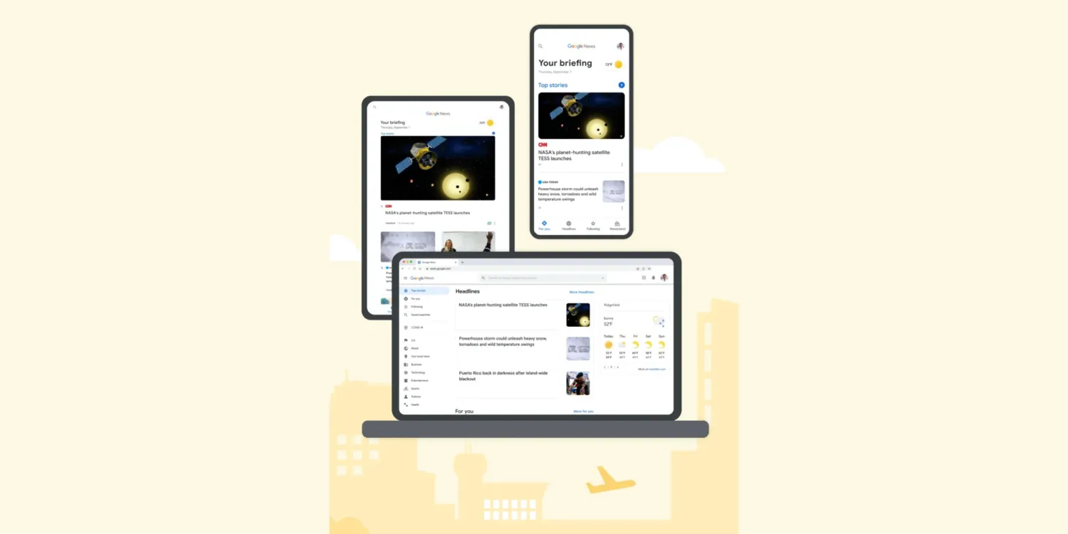 Alles over Google News: aanpassing aan mobiele en desktopapparaten Google Nieuws op je apparaten: Overzicht integratie