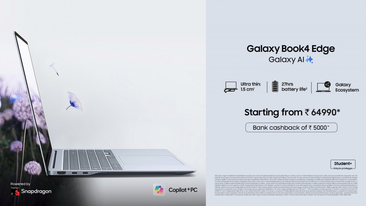Samsung Galaxy Book4 Edge arriveert in India met krachtige Snapdragon X Samsung Galaxy Book4 Edge met Snapdragon X-chip: al beschikbaar in India