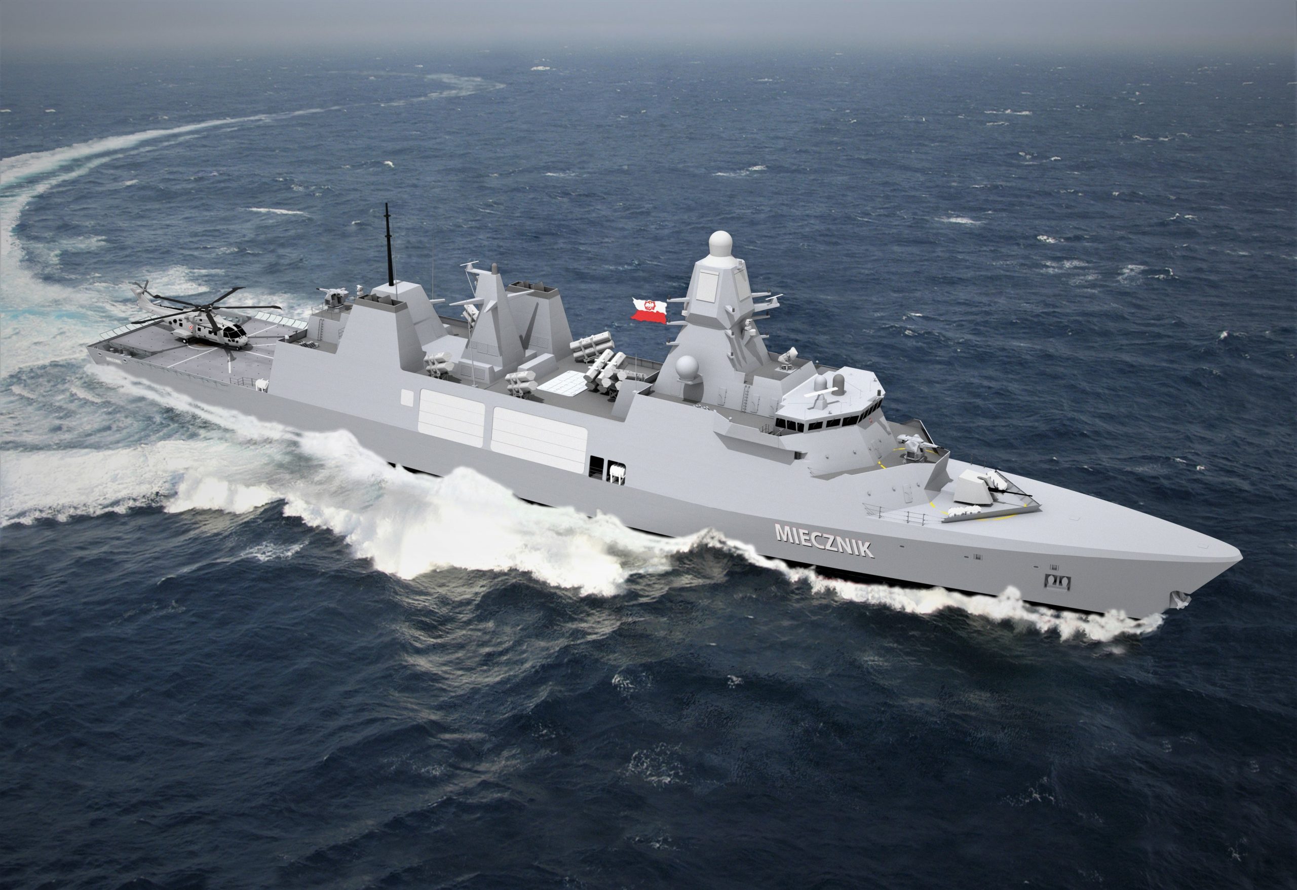 Fregat Miecznik: Details van Poolse defensiegigant onthuld in eerste render Een nieuwe stap naar de toekomst: Miecznik-fregat uit Polen indrukwekkend met renders