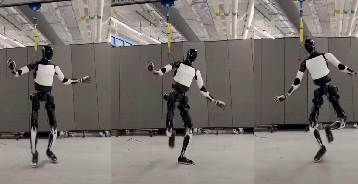 We ontwikkelen rennen met technologie: een nieuw niveau van beweeglijkheid van de Tesla-robot Danskunst van AI: Tesla Optimus is vastgelegd op video