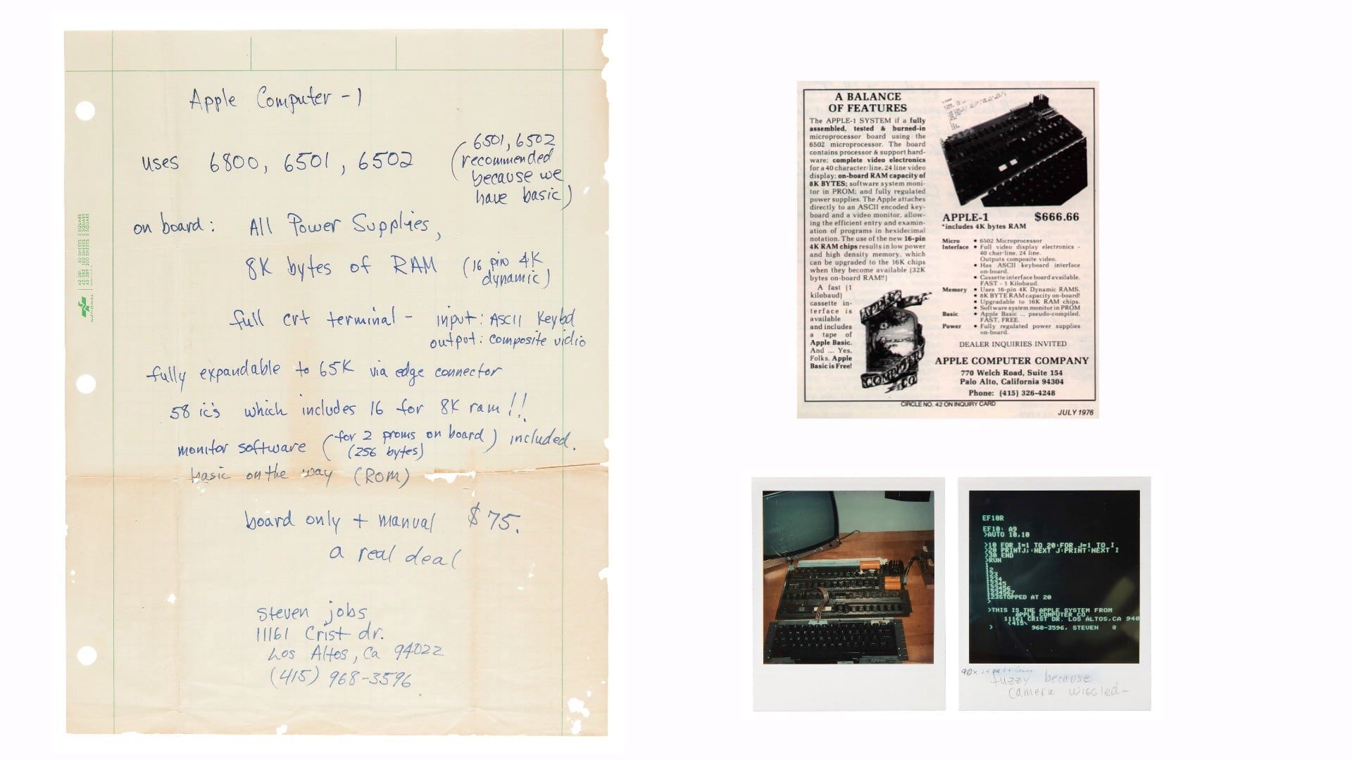 Apple-1 computeradvertentie geschreven door Steve Jobs op veiling verkocht voor $175.000 Apple-1 computeradvertentie geschreven door Steve Jobs op veiling verkocht voor $175.000