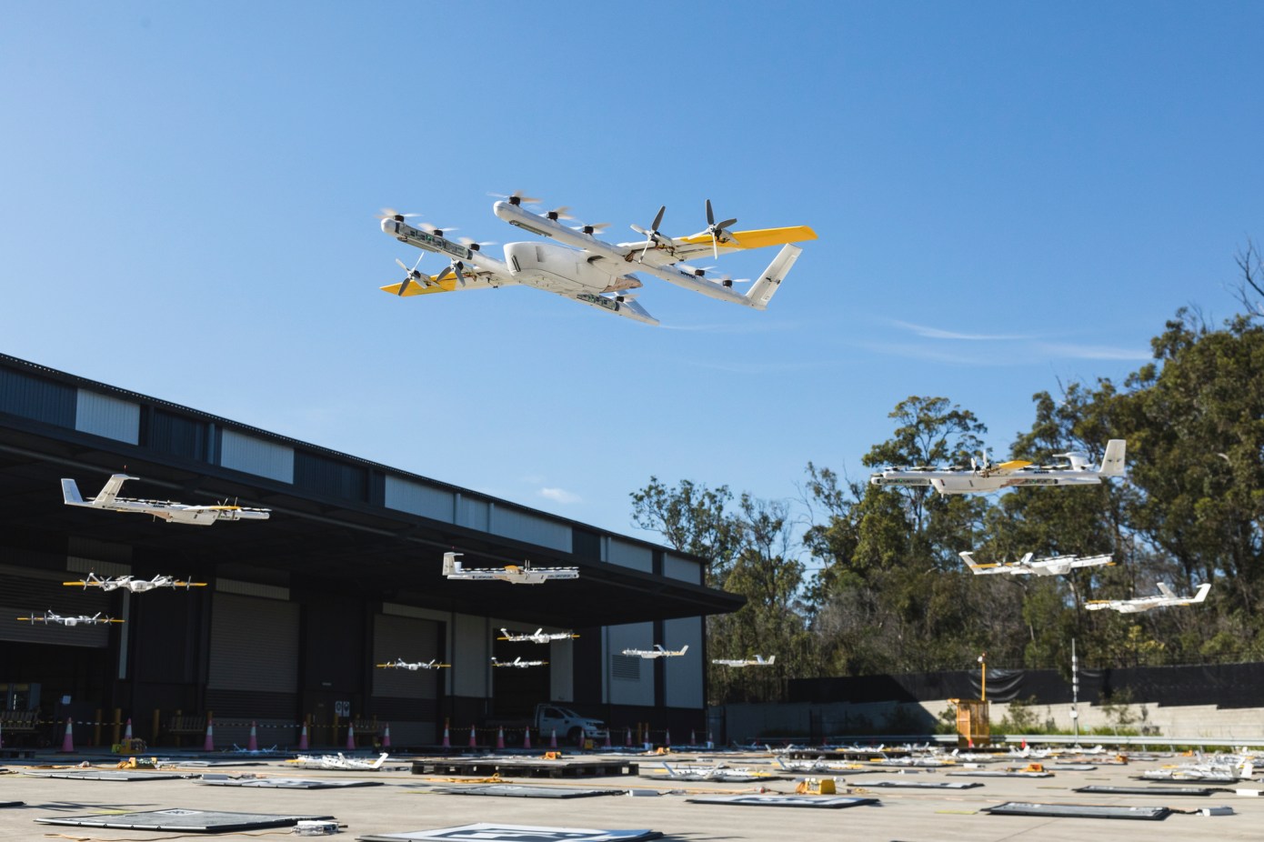 Walmart lanceert Wing drone bezorging in twee supermarkten in Texas, VS Walmart lanceert Wing drone bezorging in twee supermarkten in Texas, VS