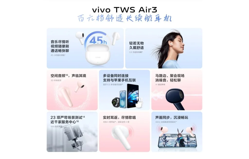 Illustratie: Vivo Vivo Air 3 hoofdtelefoon