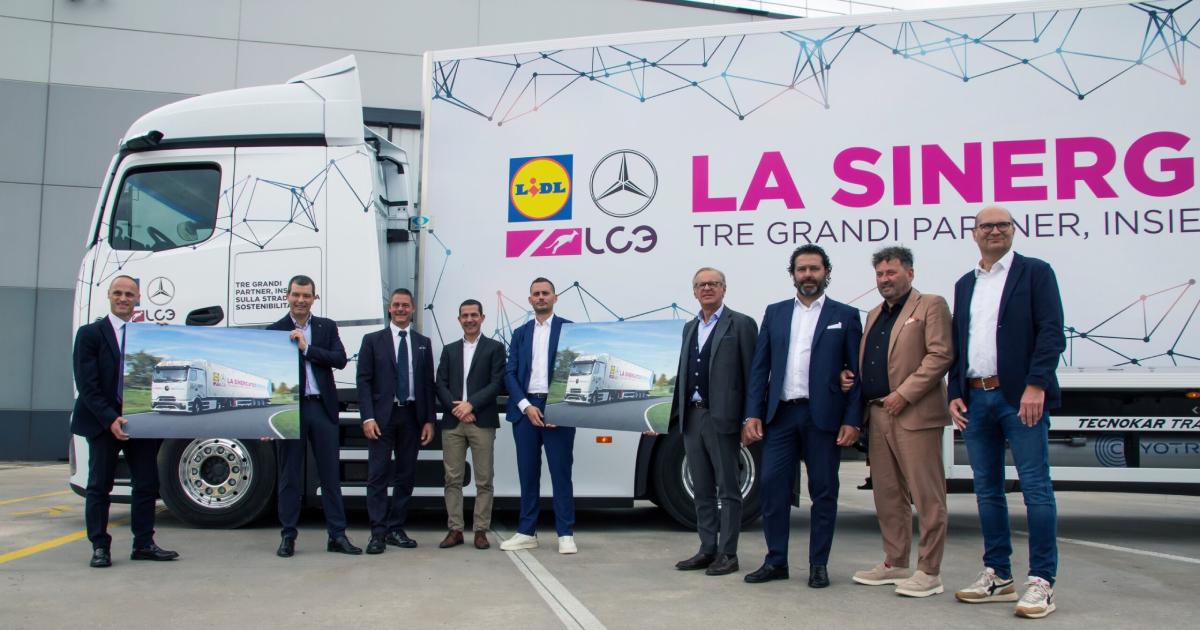 Mercedes-Benz eActros 600 voor Lidl Italia Lidl Italia is het eerste bedrijf in Italië met een volledig elektrische Mercedes-Benz eActros 600