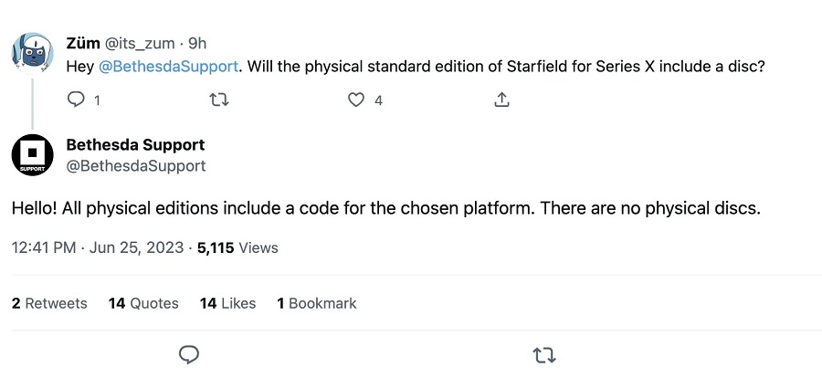 Starfield zal niet beschikbaar zijn op disc - Bethesda zegt dat fysieke edities alleen de activeringscode van de game zullen bevatten-2