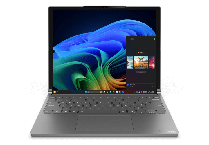 Lenovo ThinkBook Plus-beeldscherm in uitgevouwen toestand Lenovo ThinkBook Plus-beeldscherm in uitgevouwen toestand