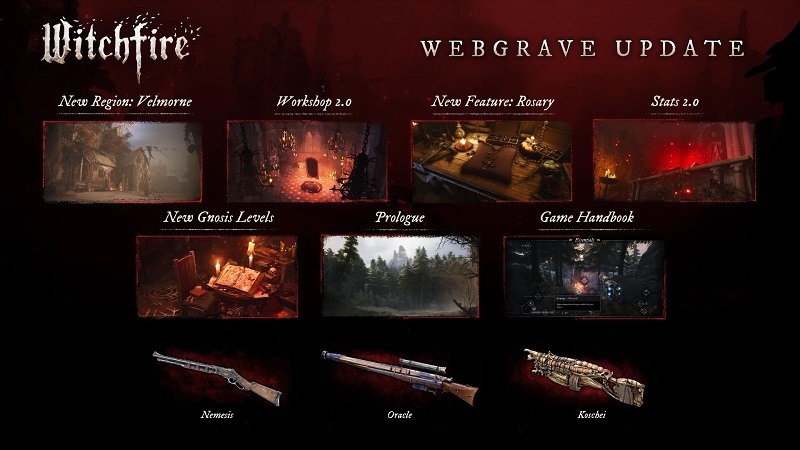 Nieuwe wapens in de Webgrave-update Een afbeelding van het nieuwe wapen in Witchfire