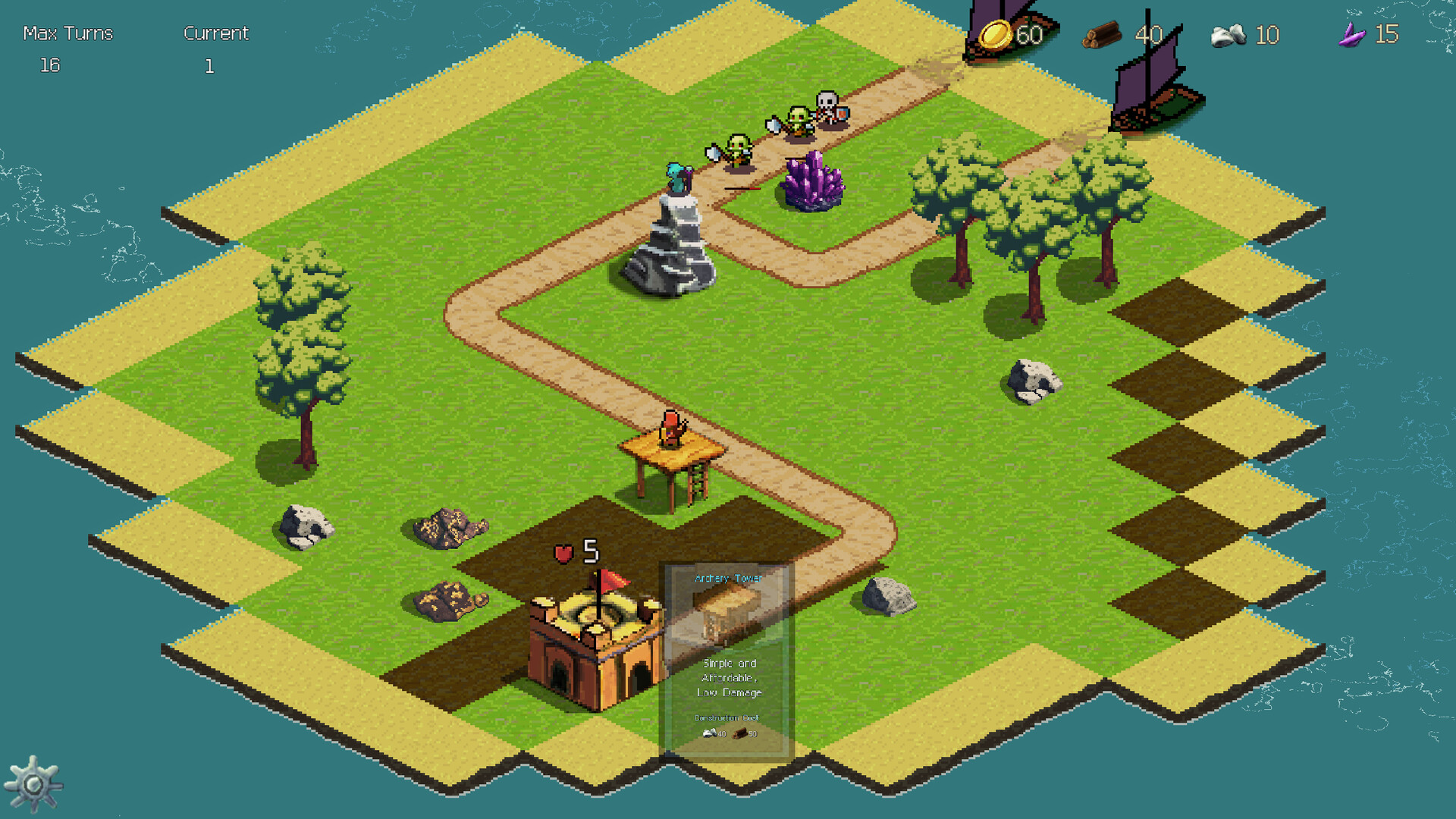 Screenshot van het spel Guardian Grids op de kaart van het gewone eiland Screenshot van het spel Guardian Grids op de kaart van het gewone eiland