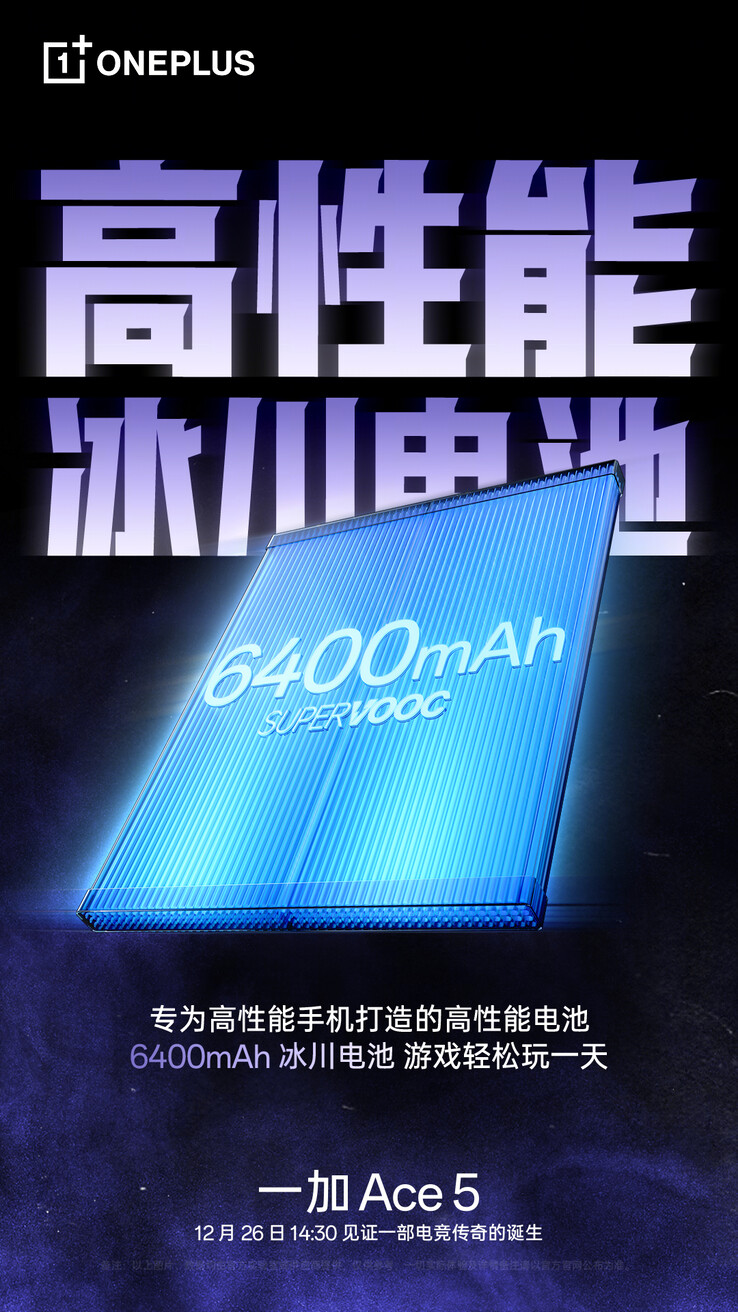 OnePlus Ace 5. Illustratie OnePlus Ace 5 batterij teaser