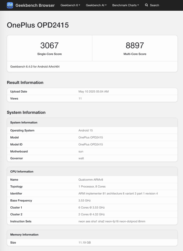 Geekbench results OnePlus Pad 2 Pro Geekbench results OnePlus Pad 2 Pro