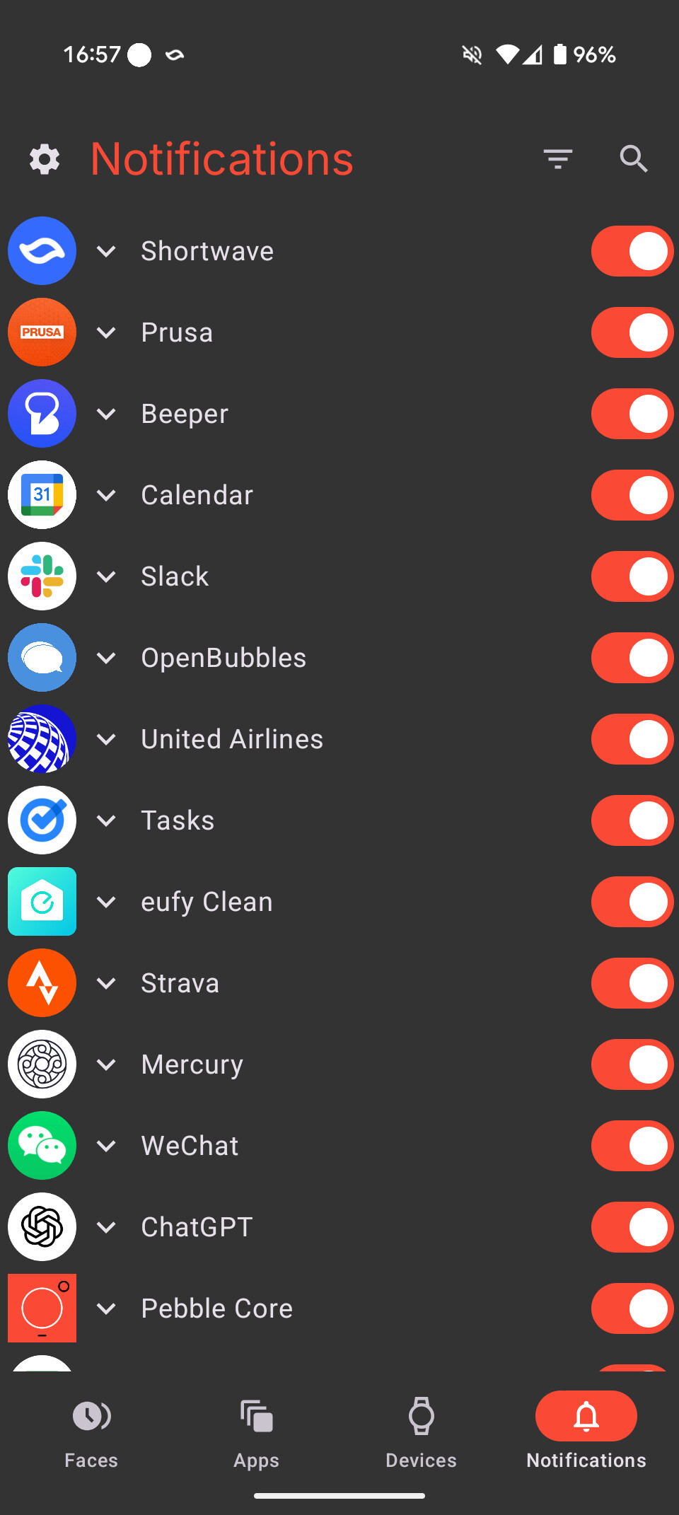 Pebble app meldingen