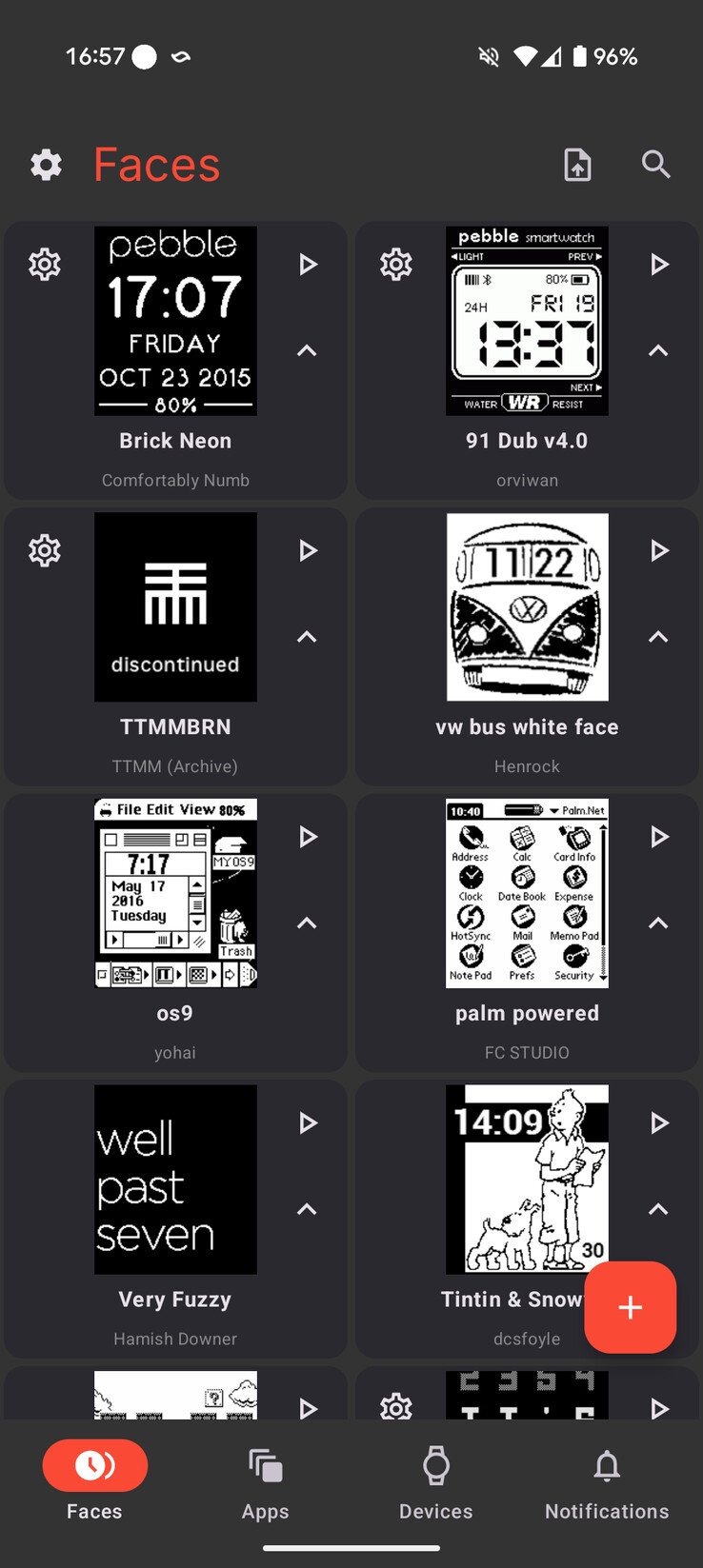 Wijzerplaten voor Pebble-horloges