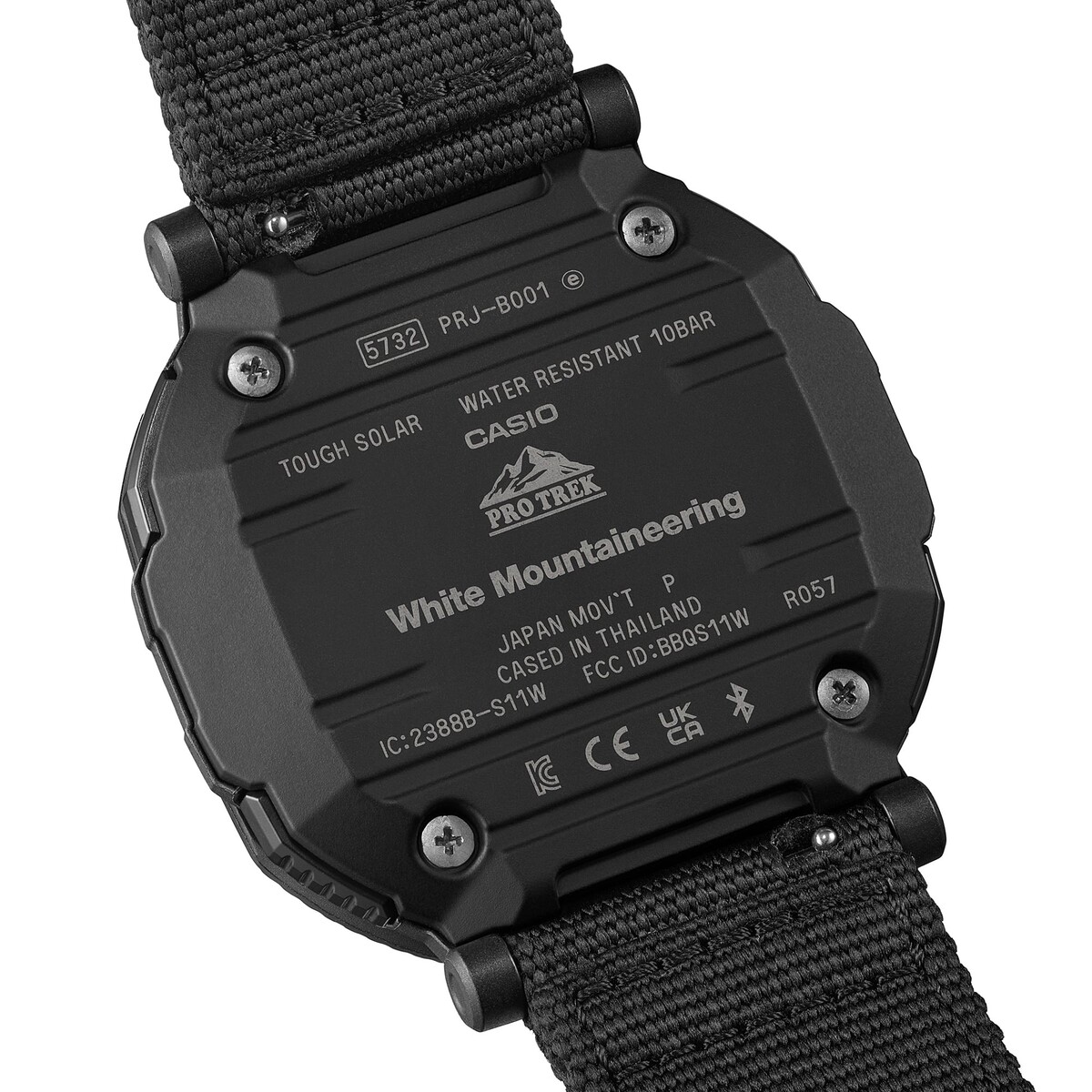 Casio Pro Trek PRJ-B001WM-1 met zwart ontwerp en driehoekige patronen Casio Pro Trek PRJ-B001WM-1 met zwart ontwerp en driehoekige patronen