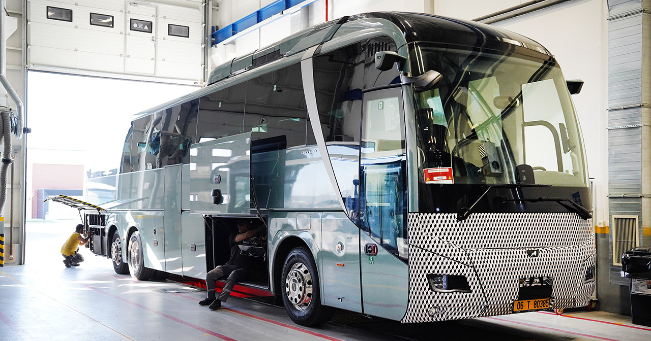Ontwerpschets van de MAN Lion's Coach E elektrische bus Ontwerpschets van de MAN Lion's Coach E elektrische bus