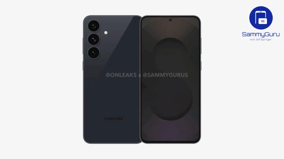 Samsung Galaxy S25 FE rendering met vooraanzicht Samsung Galaxy S25 FE rendering met vooraanzicht