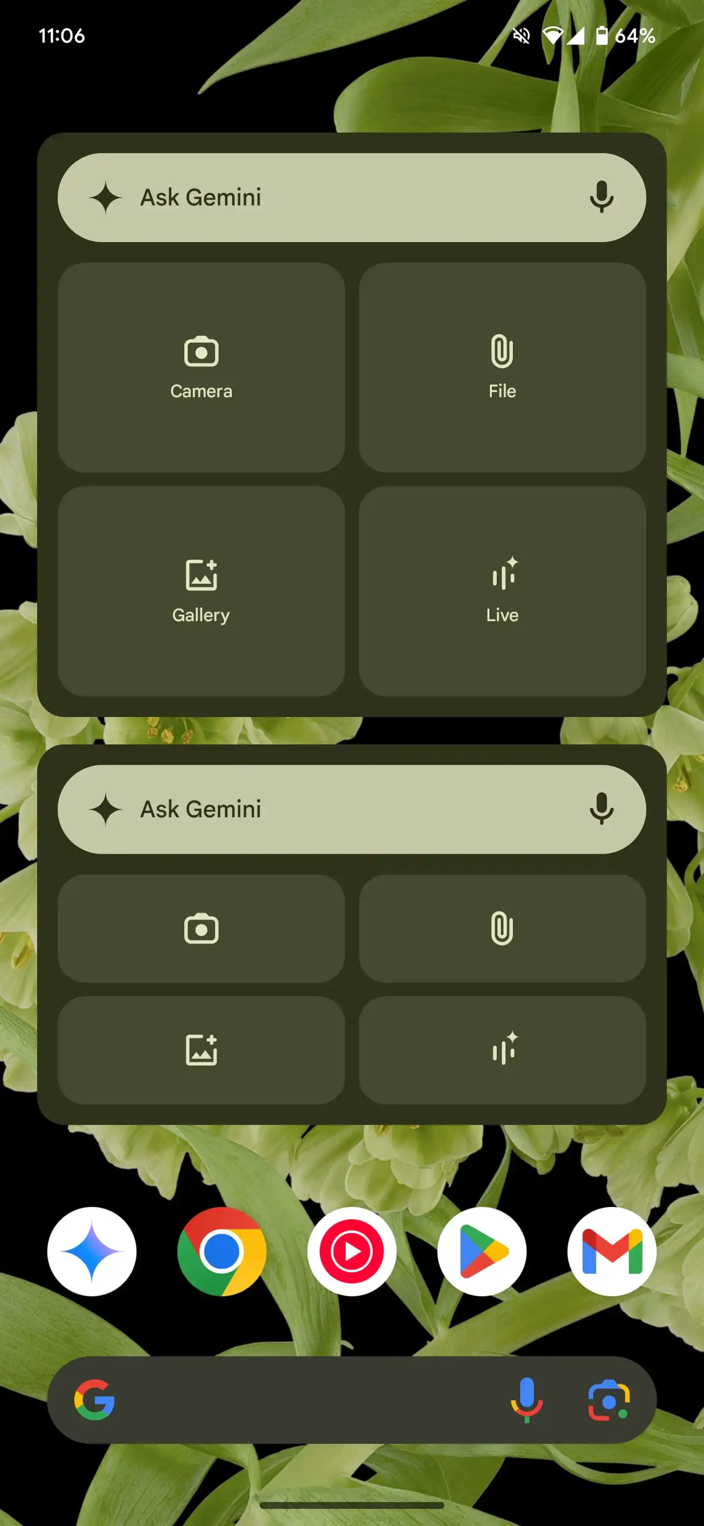 Gemini-widget op Android, interface
