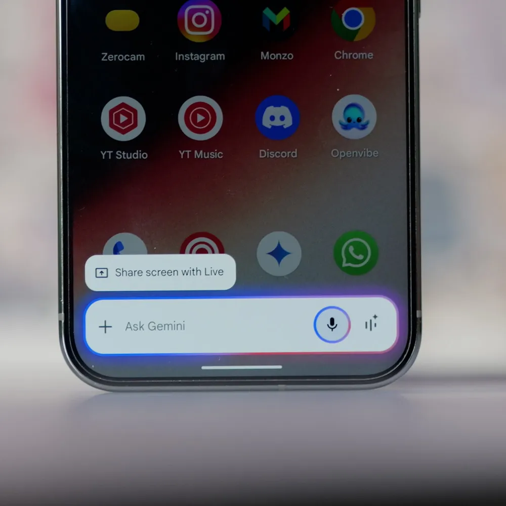 Knop voor schermstreaming in Gemini Live Knop voor schermstreaming in Gemini Live