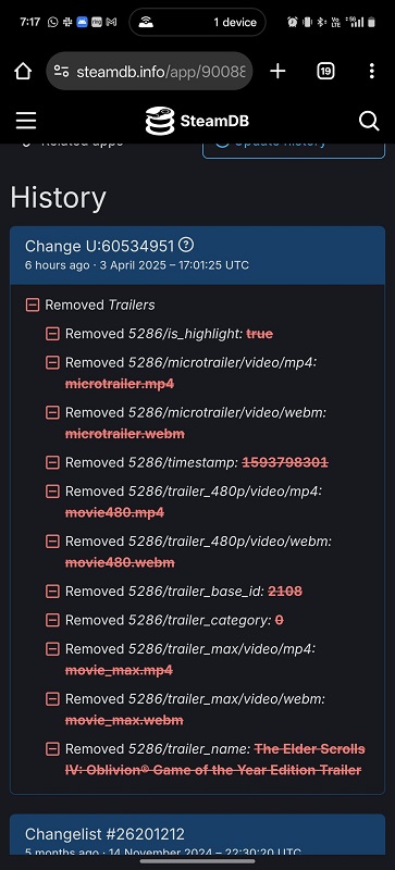 Screenshot van de SteamDB-pagina van het spel Screenshot van de SteamDB-pagina van het spel