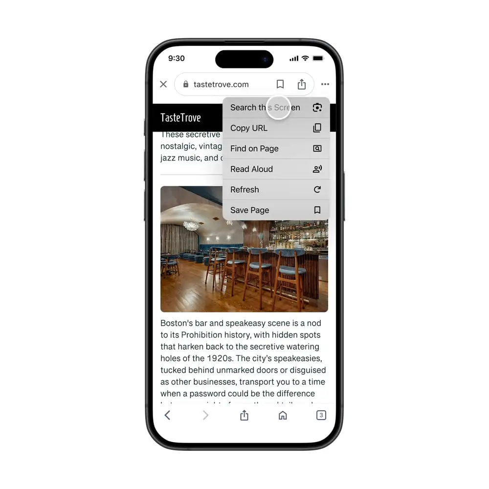 Google-app iOS Lens zoekscherm