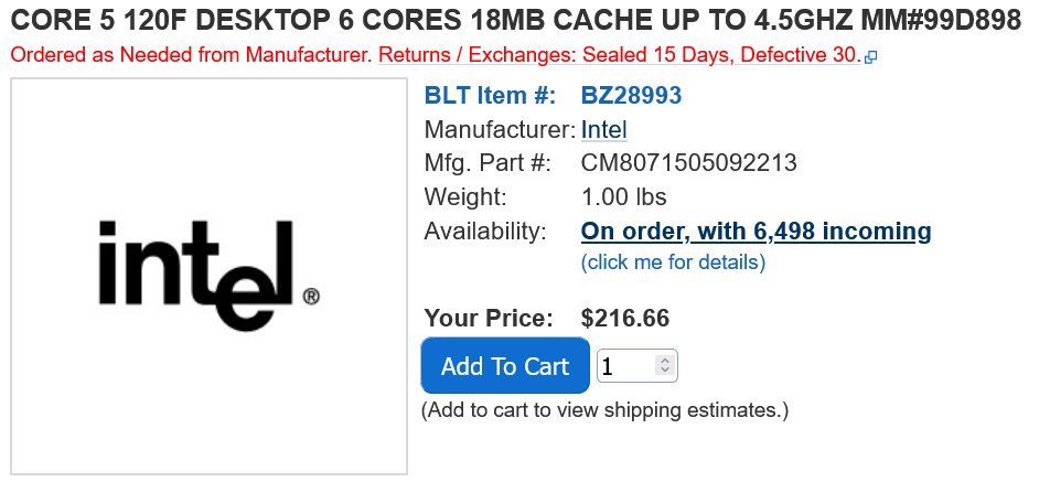 Intel Core 5 120 en 120F processors in de afbeelding Intel Core 5 120 en 120F processors in de afbeelding