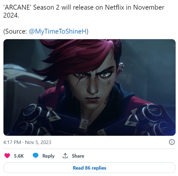 Een insider heeft de premièredatum voor het tweede seizoen van de anime Arcane onthuld. Mogelijk komt het vervolg op de hitserie precies een jaar later uit-2 Een insider heeft de premièredatum voor het tweede seizoen van de anime Arcane onthuld. Mogelijk komt het vervolg op de hitserie precies een jaar later uit-2