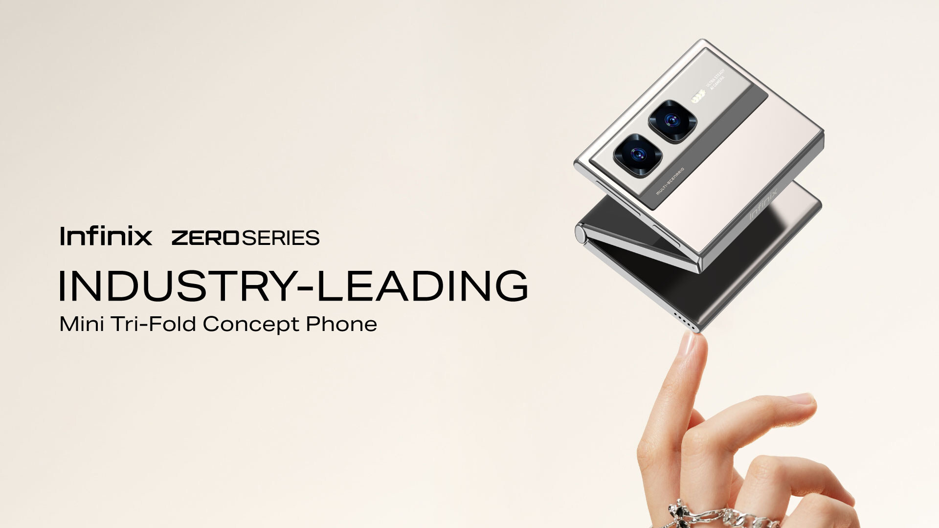 Concept van het Infinix Zero Series Mini Tri-Fold opvouwbare apparaat Concept van het Infinix Zero Series Mini Tri-Fold opvouwbare apparaat