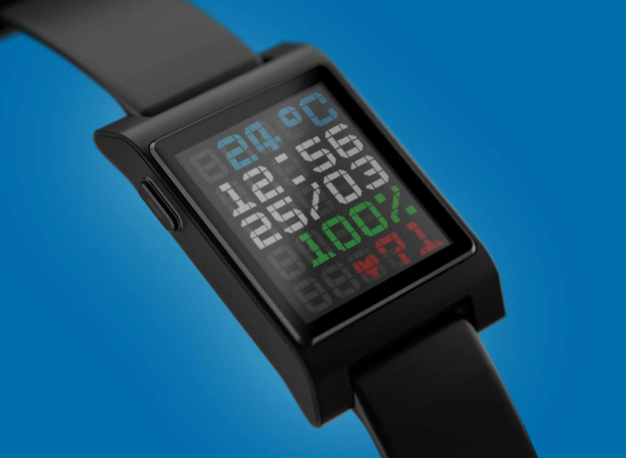 Core 2 Duo smartwatch in zwart De Core 2 Duo smartwatch in het zwart. Illustratie: Eric Migikowski