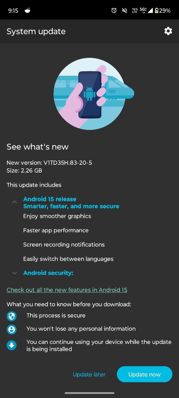 Screenshot van Moto G64 5G update naar Android 15 Screenshot van Moto G64 5G update naar Android 15