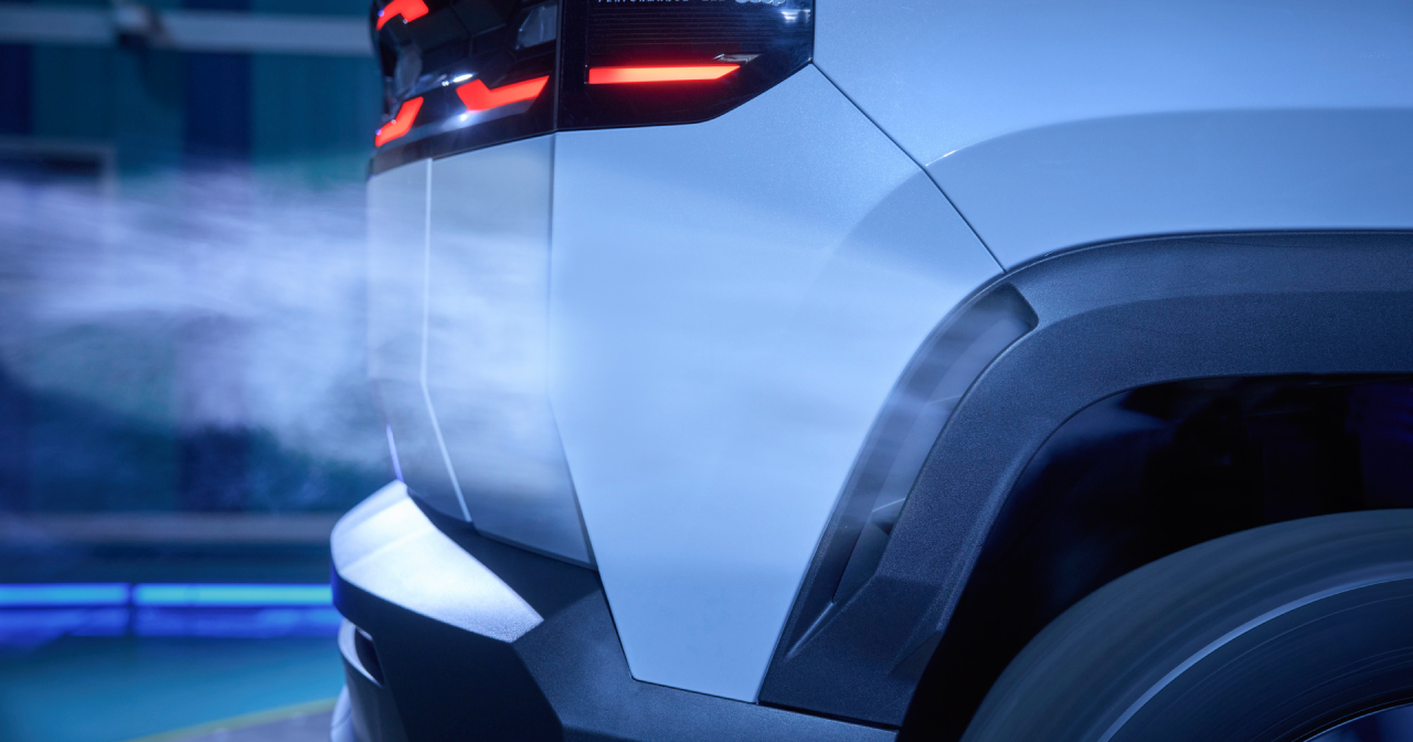 De nieuwe Jeep Compass in een windtunnel.
