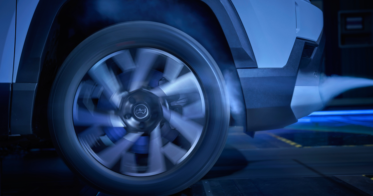 De nieuwe Jeep Compass in een windtunnel.