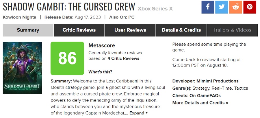 "Het toppunt van real-time tactisch gamen!": critici zijn enthousiast over Shadow Gambit: The Cursed Crew en raden het spel ten zeerste aan om te bekijken-2