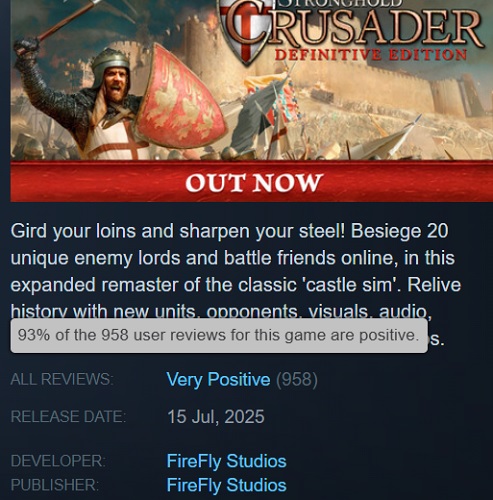 Graphics van de huidige versie van Stronghold: Crusader Graphics van de huidige versie van Stronghold: Crusader