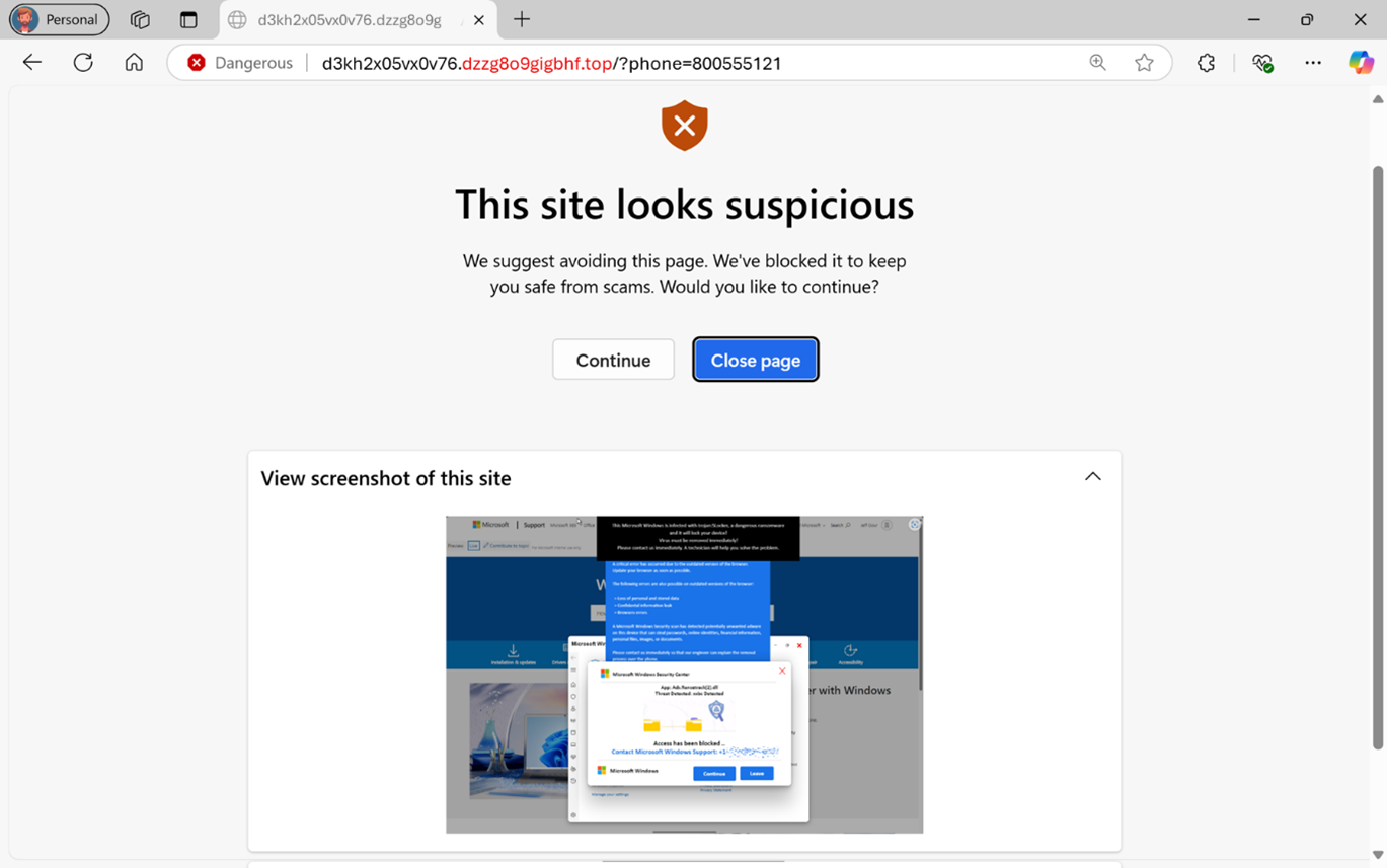 Scareware-venster met geblokkeerd item