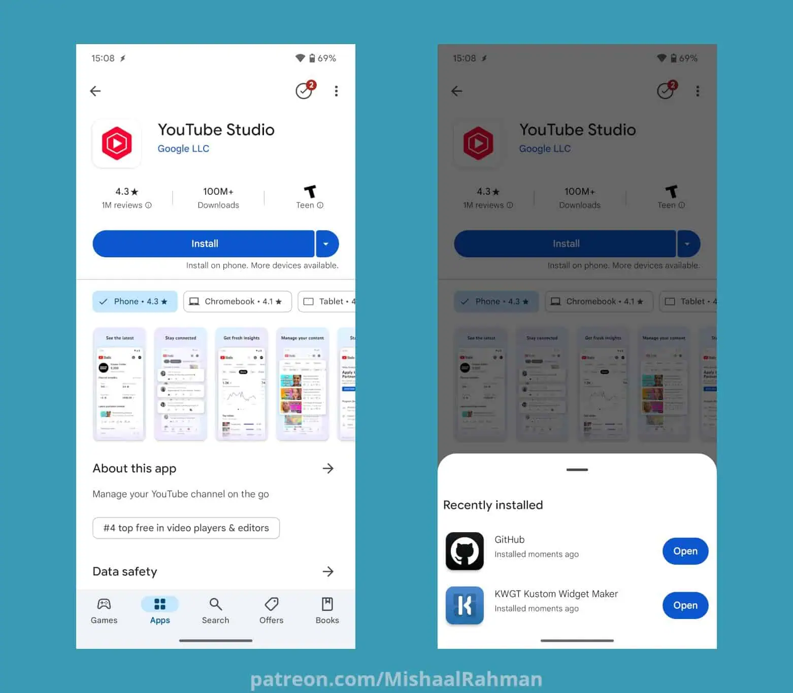 Downloadmanager op de Google Play Market