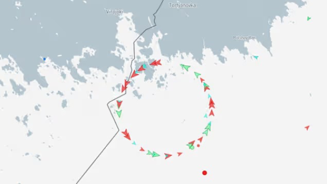 Failliet in het identificeren van de locatie van de passage van het schip door Russische elektronische oorlogsvoering. Failliet in het identificeren van de locatie van de passage van het schip door Russische elektronische oorlogsvoering.