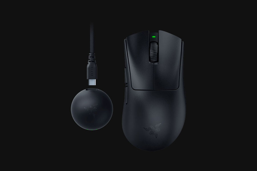 Panoramisch uitzicht op de Razer DeathAdder V4 Pro Panoramisch uitzicht op de Razer DeathAdder V4 Pro