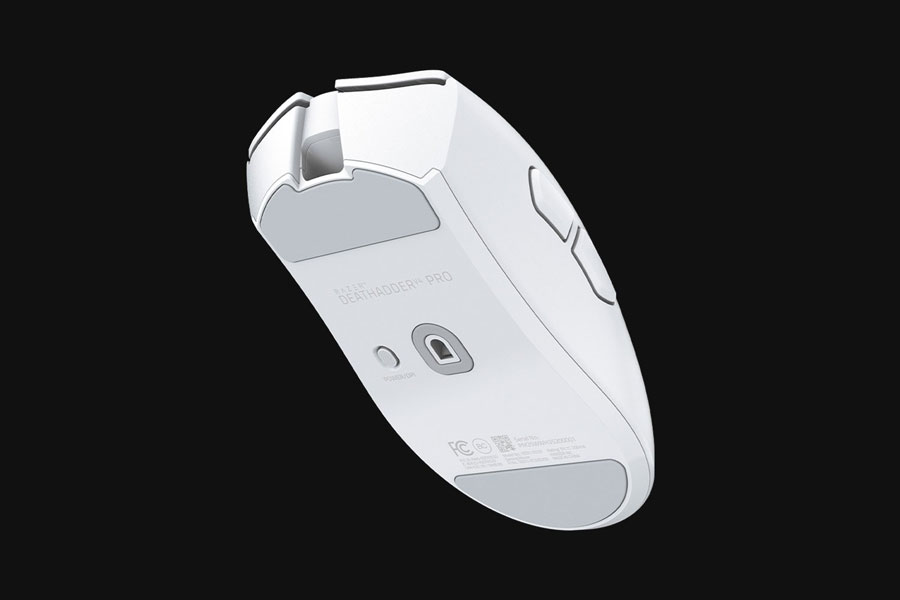 Gedetailleerd uitzicht op de Razer DeathAdder V4 Pro wit Gedetailleerd uitzicht op de Razer DeathAdder V4 Pro wit
