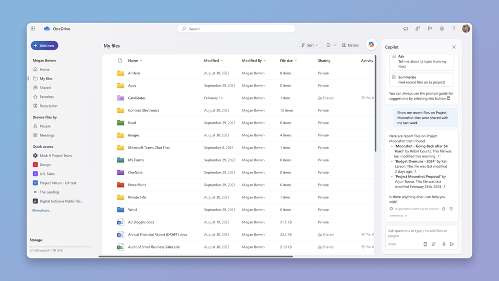 Microsoft kondigde de introductie aan van Copilot voor OneDrive-cloudopslag Microsoft kondigde de introductie aan van Copilot voor OneDrive-cloudopslag