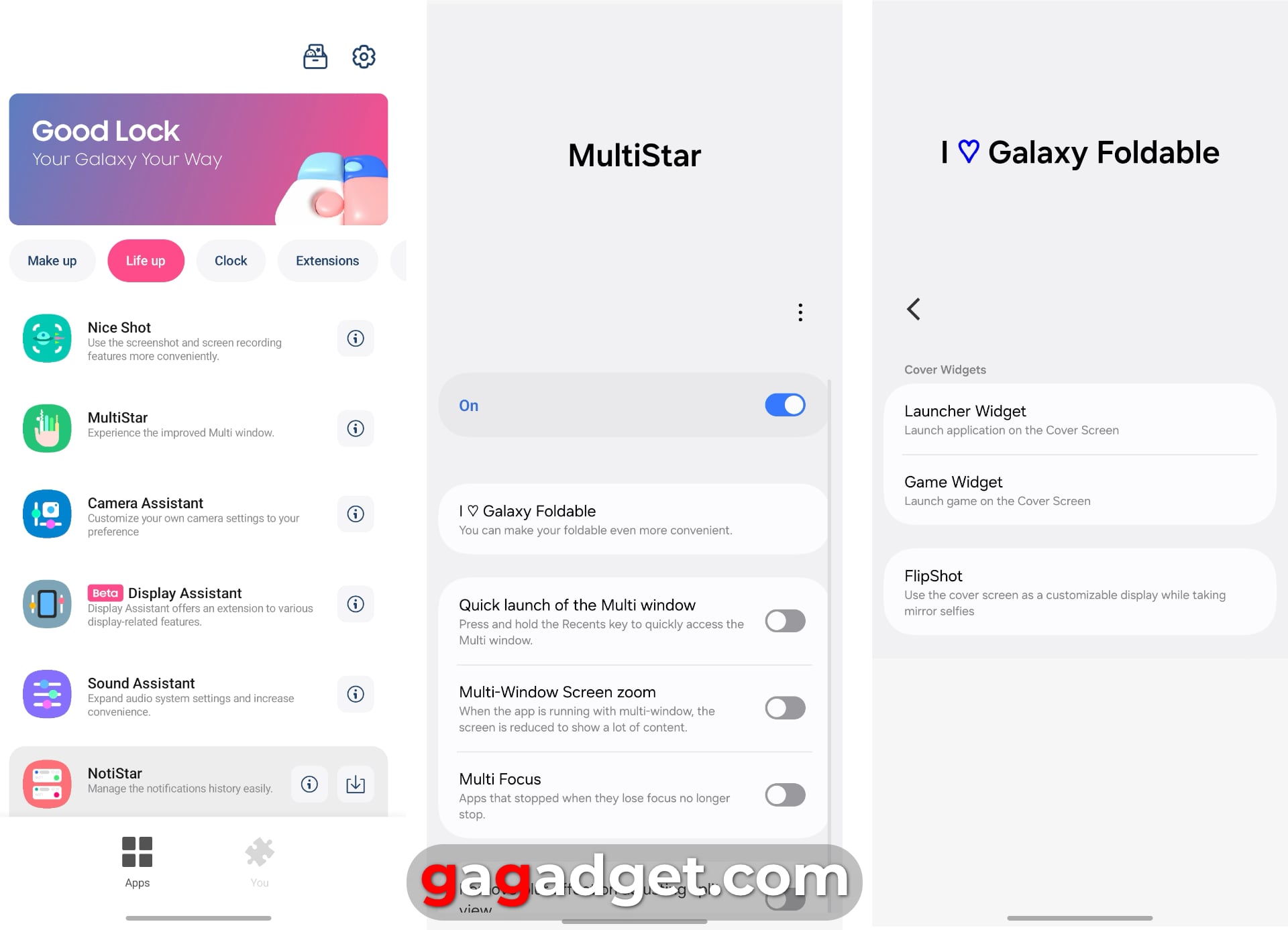Drie dingen die de Motorola RAZR clamshell beter maken dan de Samsung Galaxy Flip-7 Schermafbeeldingen van de app Good Lock. Illustratie: gagadget