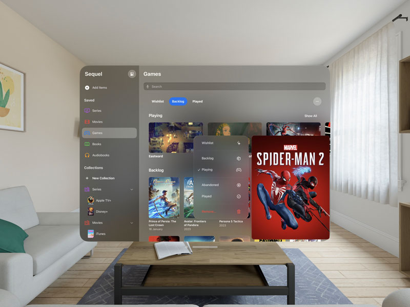 Een screenshot van de Sequel-interface op het grote scherm Een screenshot van de Sequel-interface op het grote scherm