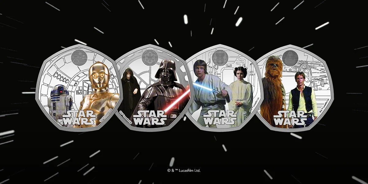 Een koninklijk cadeau voor Star Wars fans: de UK Mint heeft een numismatische collectie uitgebracht met personages uit de iconische filmsaga Een koninklijk cadeau voor Star Wars fans: de UK Mint heeft een numismatische collectie uitgebracht met personages uit de iconische filmsaga