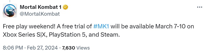 Mortal Kombat 1 vechtgame gratis weekenden zijn begonnen op PC, PlayStation 5 en Xbox Series-2
