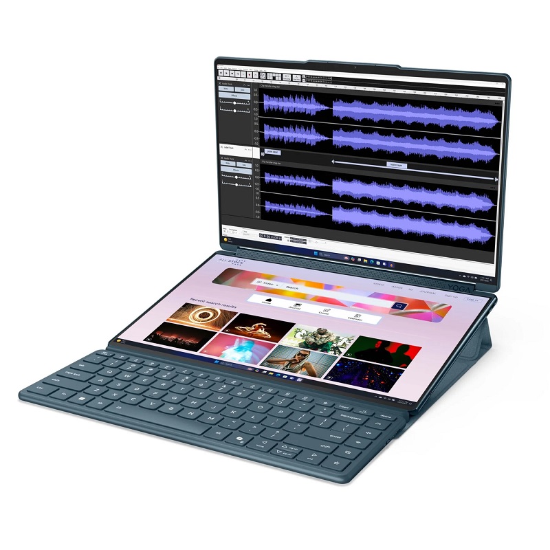 Yoga Book 9i displays met een uniek ontwerp Yoga Book 9i displays met een uniek ontwerp